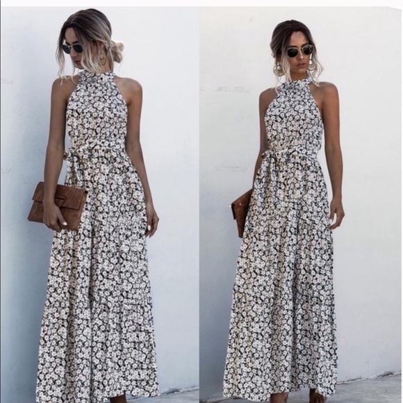 Boho floral halter maxi dress - Picture 5 of 10